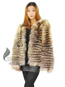 エレガントな女性のジャケット新製品cx-g-a-43nutural黄金のキツネの毛皮のジャケット