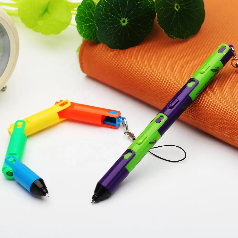 Chaveiros personalizados design personalizado, caneta esferográfica dobrável com luz led