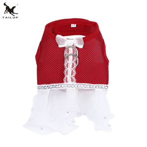 Gaun hewan peliharaan tali lembut, rompi anjing santai lucu poliester polos musim panas - Product Image 3