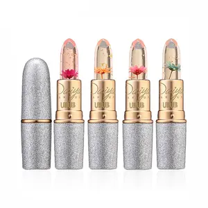 Best Selling Cosmetic Private Label Diamond Clear Jelly Lipstick With Flower