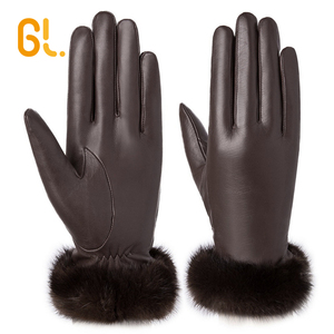 GL — gants en cuir et fourrure de vison pour <span class=keywords><strong>femme</strong></span>, gantelets de <span class=keywords><strong>luxe</strong></span>, de qualité supérieure, pour l'<span class=keywords><strong>hiver</strong></span> - Product Image 1