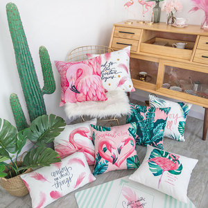 High Quality Digital Printed Pink Flamingos <strong>Velvet</strong> <strong>Cushion</strong> <strong>Cover</strong> for Hotel - Product Image 2