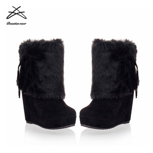 <span class=keywords><strong>Bottes</strong></span> en fourrure pour femmes à talon compensé, prix d'usine, mode - Product Image 5