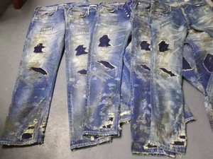 Avant-grade Hardcore Vintage Wax Coated <strong>Mens</strong> <strong>Red</strong> Slim Biker <strong>Jeans</strong> - Product Image 2