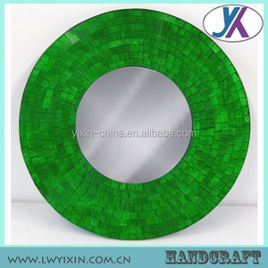 23.5 inch hiện đại sang trọng gương tròn với cổ hổ phách khảm 60cm trang trí khung kính vật liệu gỗ - Product Image 3