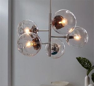 2017 Nuevo diseño de vidrio corrugado bola redonda araña, gris plata cubierta de cristal moderna lámpara colgante - Product Image 4