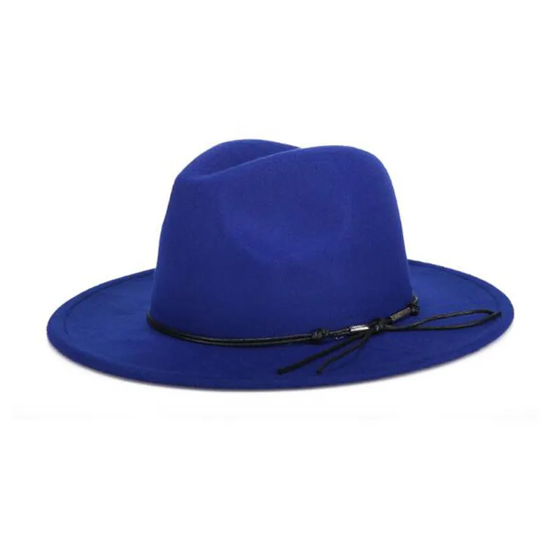 Sombreros de lana azul para hombre, sombreros de invierno, sombreros de lana azul, sombreros Fedora, venta directa de fábrica, Indiana Jones