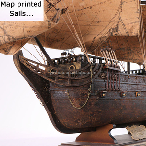 Mô hình tàu cướp biển bằng gỗ "Ngọc Trai Đen", mô hình thuyền buồm cổ dài 95cm, với bản đồ in mô hình tàu buồm - Product Image 2
