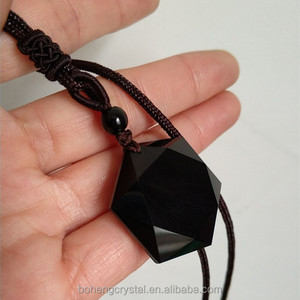 Negro obsidiana colgante piedra seis Awn estrella collar joyería colgante - Product Image 5
