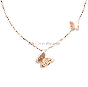 18K gold chain jewelry integrated butterfly pendant tiny necklace stainless steel jewelry