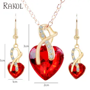 RAKOL AS035 Best Selling Gold Fine Jewelry Sets Heart Shape Royal Necklace Sets