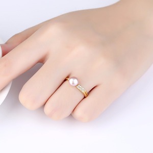 PAG&amp;MAG New Fashion 925 Silver Irregular <strong>Circle</strong> <strong>Ring</strong> Mounting Great Freshwater 7mm Pearl for Women Anniversary's Gift or Party - Product Image 3
