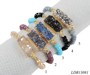 Pulsera <span class=keywords><strong>de</strong></span> Piedras Naturales con Cuentas Facetadas <span class=keywords><strong>de</strong></span> Arcoíris para Mujer, Estilo Bohemio, Cristal Druzy, <span class=keywords><strong>Curativa</strong></span> - Product Image 2