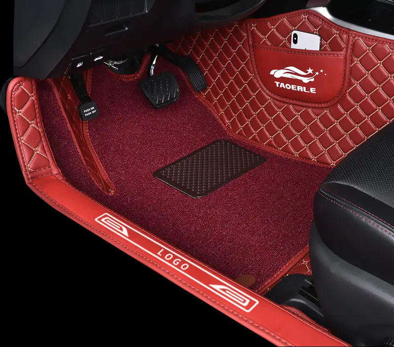 Cuir pvc pour tapis de voiture nouveau design Couvrir le seuil de luxe en cuir de haute qualité + Coil fortuner tapis de voiture