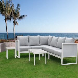Canapé moderne <span class=keywords><strong>de</strong></span> luxe en forme <span class=keywords><strong>de</strong></span> L, <span class=keywords><strong>haut</strong></span> <span class=keywords><strong>de</strong></span> <span class=keywords><strong>gamme</strong></span>, pour patio, véranda, en aluminium blanc, ensemble <span class=keywords><strong>de</strong></span> canapés d'extérieur, mobilier <span class=keywords><strong>de</strong></span> <span class=keywords><strong>jardin</strong></span> pour hôtel, villa - Product Image 6