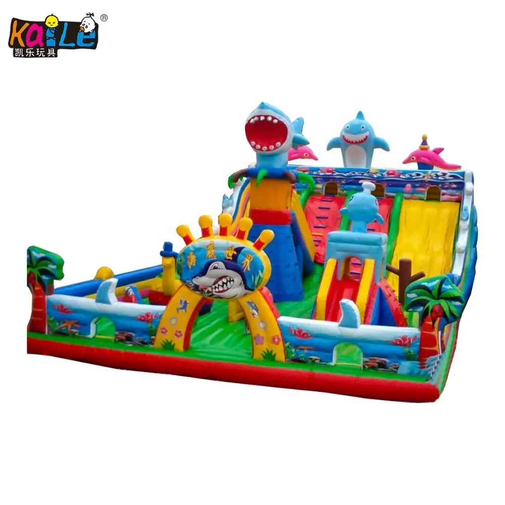 Castle Inflatable Bouncer Combo Toy 2020 Hot Amusement Park Ocean Shark Jumping Animal Customized Included 1 Piece Durable 3year
