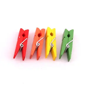 Mini pinzas de madera para manualidades, pinzas de varios colores con resorte de Metal de 35mm, 3,5 cm, promocional