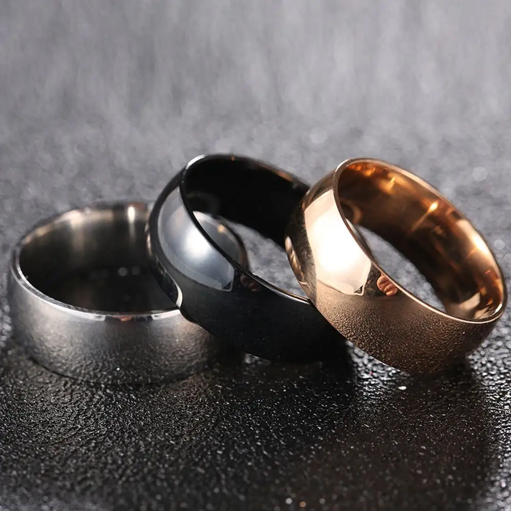 2019 дешевое кольцо 8 мм с широкой поверхностью, двухстороннее титановое кольцо из нержавеющей стали для мужчин
