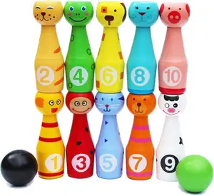 玩乐儿童2019热产品木制保龄球套装玩具