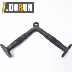 Triangle Shape Black QPQ Finish Double D Handle Cable Attachment for Gym - V Bar Row Handle with Knurling Grip