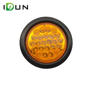 Wholesale 4" Round Amber Tail Stop Turn And Brake Light Lamp With Chrome Bezel For Trucks JEEP RV