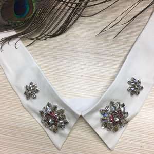 Blusa elegante para mujer con cuello de diamantes de imitación 3D desmontable Nueva moda Técnica DE COSER Estilo bordado - Product Image 6