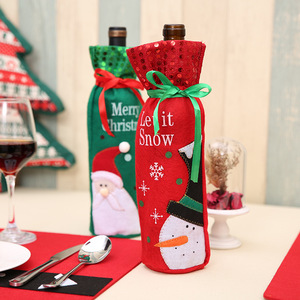 Commercio all'ingrosso Babbo Natale pupazzo di neve di natale bottiglia di vino copertura del sacchetto per la decorazione della festa di casa - Product Image 3
