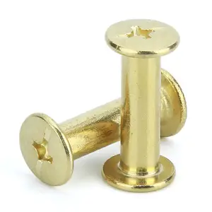 Custom brass copper cross recessed  chicago screw rivets m3
