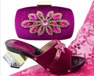 AB8548 new arrivals heels Italian shoes and matching bag set / crystal shoes and bags for women