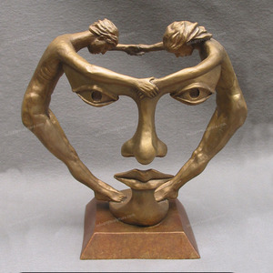 <span class=keywords><strong>Scultura</strong></span> Artistica Personalizzata in Metallo Ottone Fuso, Statua in Bronzo di Volto Maschile e Femminile - Product Image 3