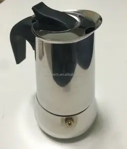 Vaso moka de aço inoxidável com 2 copos, cafeteira italiana