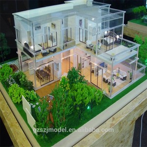 Modelo de casa de disposición exterior con árboles de modelo, modelos de casa a escala 3d - Product Image 2