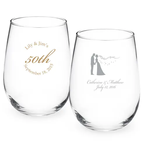 Logo personalizzato stemless bicchiere di vino personalizzato stemless bicchiere di vino set per la cerimonia nuziale