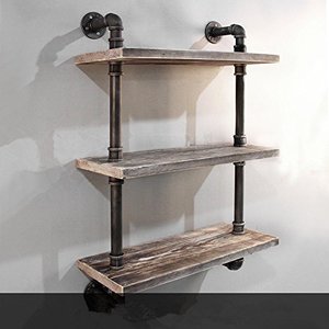 خمر نمط الحديد جدار جبل دائم الأنابيب أرفف للكتب - Product Image 3