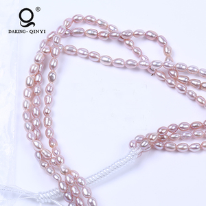 Daking Gros 5-6mm <span class=keywords><strong>Violet</strong></span> Un <span class=keywords><strong>Riz</strong></span> Forme D'eau Douce Réel Perle Strand Pour Collier - Product Image 6