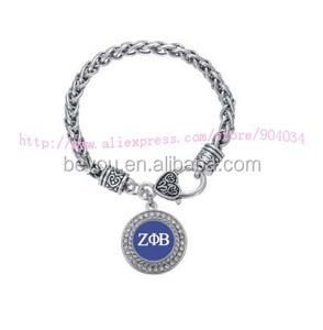 ZETA PHI BETA Sororité Sororité <span class=keywords><strong>charme</strong></span> Cristal Cercle Argent <span class=keywords><strong>Bracelet</strong></span> Bijoux Rush Cadeau <span class=keywords><strong>bracelet</strong></span> à breloques - Product Image 1