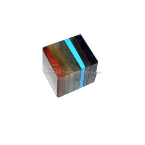 Artisanat de pierre semi-précieuse naturelle carrée collée à sept chakras - Product Image 1