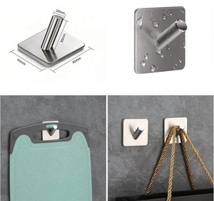 Adhesive <strong>Hooks</strong>, 4 Pack Stick <strong>Towel</strong> <strong>Hooks</strong> Heavy Duty Stainless Steel Bathroom Self Adhesive <strong>Hooks</strong> - Product Image 5