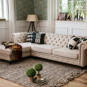 Angolo salotto chesterfield pulsante tufted sezionale L divano