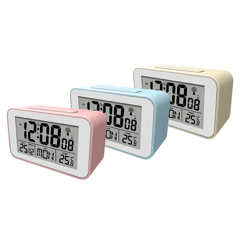 長方形時計時刻日付月表示デジタルアラームラジコン目覚まし時計