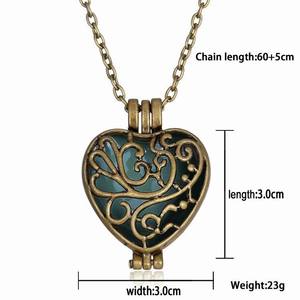 Blue Glow in the Dark Antique Gold Hollow Heart Necklace Noctilucent Necklace Xmas <strong>Gift</strong> <strong>for</strong> Her Girlfriend <strong>Daughter</strong> <strong>Mum</strong> - Product Image 4