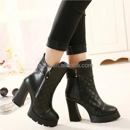 high ankle safety shoes fashion women fancy boots ladies black winter shoes PM3288