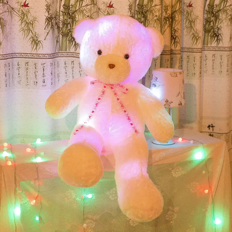 Бесплатный образец, светящийся светодиодный мишка тедди, мягкие животные, плюшевые игрушки, большие куклы, Светодиодный светящийся Мишка Тедди