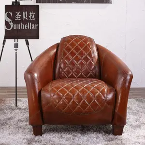 रेट्रो विंटेज चमड़ा क्लब armchairs तंबाकू असली लेदर लहजे कुर्सी कमरे में रहने वाले reclining सोफे कुर्सी