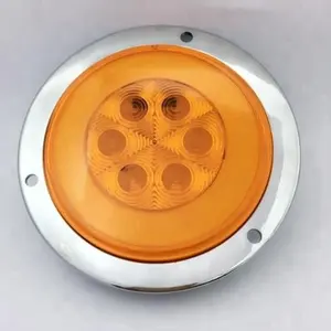 新设计的4英寸圆形GloLight LED 19超级二极管，带索环和PL3连接器-透明，带红色LED