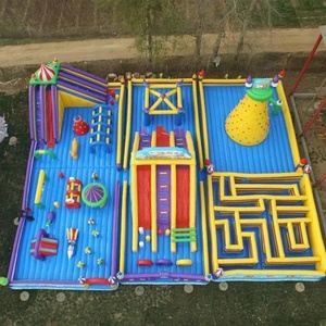 Siêu Delux bơm hơi khổng lồ vui vẻ công viên giải trí kết hợp lâu đài bouncy Trampoline cho thuê, khu vui chơi bơm hơi, niềm vui bơm hơi - Product Image 3