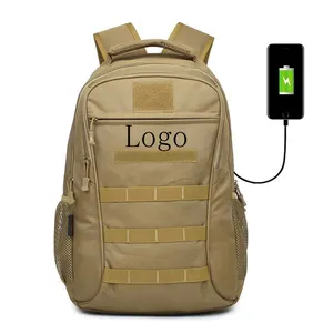 Outdoor Exercise School Cycling Travel USB Charging Port 50L Tactical Backpack with Headset Port