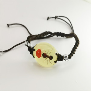 Braccialetti luminosi Fagiolo Rosso Naturale Ant Fatti A Mano Reale Insetto Bande di Mano Glow In The Dark Regali Degli Uomini Delle Donne Del Braccialetto Amico gioielli - Product Image 5