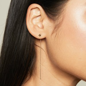 <span class=keywords><strong>Pendientes</strong></span> de Cadena con Estrella en Plata de Ley 925 Chapada en Oro de 18K, Estilo Clásico para Mujer, para Bodas, Fiestas o Regalos - Product Image 2