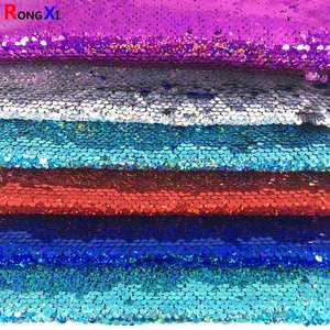 Prix compétitif RXF0751 5MM tissu à paillettes réversible multicolore 100% polyester maille paillettes dentelle française tissu de broderie - Product Image 2